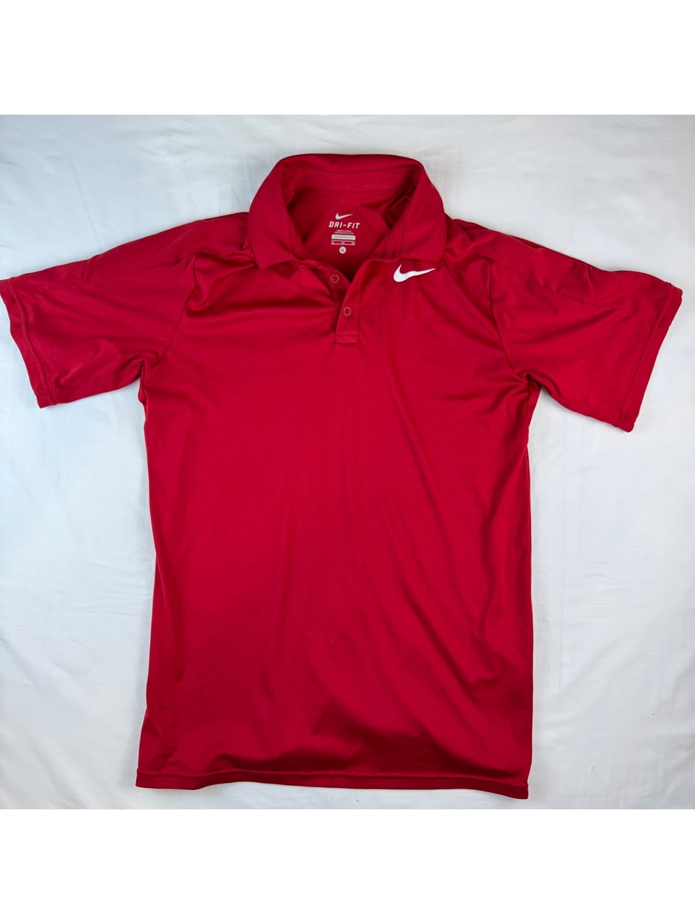 Boys Nike Dri-FIT Red Polo Shirt XL PERFORMANCE Stretchy LOGO Swoosh